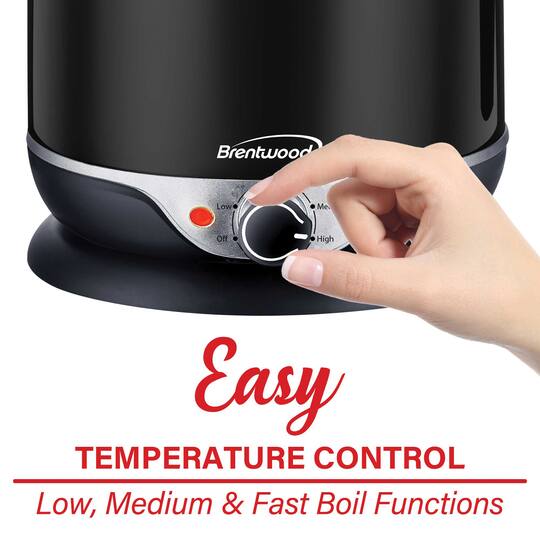Brentwood 1.9qt. 600-Watt Stainless Steel Cordless Electric Hot Pot Cooker & Food Steamer With Swivel Base